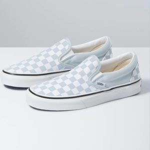 NWT Vans light blue/white checkerboard slip-on shoes unisex